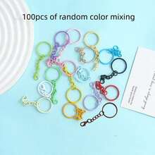 50/100pcs Colorful Key Chain Set, Metal Round Split Key Rings With Lobster Clasp, Craft Pendant DIY Accessories - Keychain - View 9