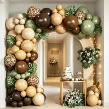 85Pcs Jungle Forest Party Decor Balloon Set, Assorted Nude Tone Latex Balloons With Deer Pattern Balloons, Decorations For Birthday And Various Theme Party Backdrops - Multicolor - View 4