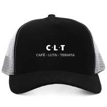 Boné Trucker Rede Telinha Unissex Estampado Meme Engraçado CLT Café Luta Terapia Chapéu Casual Básico Ajustável Sol Férias - Preto/Branco 1 - Visão 1