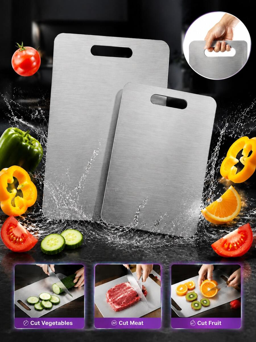 Premium Stainless Steel Cutting Board - Double-Sided Design, Stainless Steel Material, Suitable For Kitchen And Restaurant