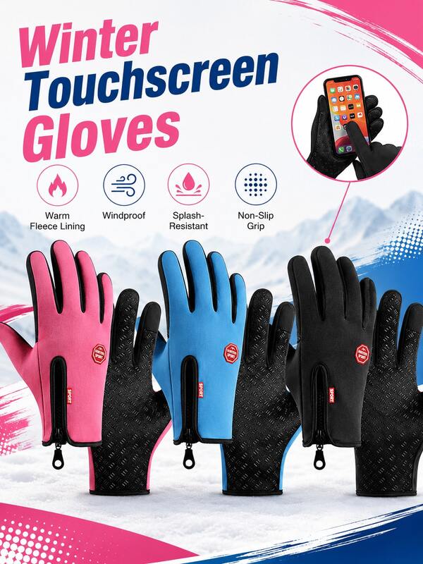 Winter Fleece Touchscreen Gloves For Men & Women, Wind-Resistant Water-Resistant Thermal Gloves With Anti-Slip Grip For Driving, Cycling, Commuting & Outdoor Activities
