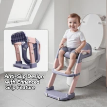 Nesmova 2-In-1 Toddler Potty Ladder, Soft Cushion & High Backrest, Adjustable Potty Chair, Adjustable Step Stool For Standard Toilets, Unisex - Mauve Purple - View 7