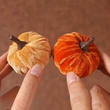 9pcs Synthetic Velvet Pumpkin Decor Set, Perfect For Halloween, Thanksgiving And Autumn Theme Living Room Decoration, Also Suitable As Pumpkin Festival Celebration Tabletop Display - 9Pcs - View 5