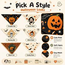 Halloween Pet Bandana, Adjustable Spooky Cute Pumpkin & Ghost Pattern Dog Scarf, Soft Breathable Cat Collar, Suitable For Small, Medium, Large Pets For Holiday Parties And Daily Wear - Multicolor - View 2