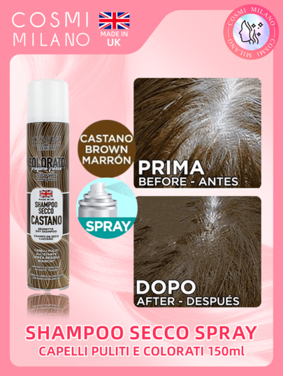 COSMI MILANO Hergestellt in Großbritannien. 200 ml Trockenshampoo-Spray mit blumigem Duft. Die schnell wirkende Formel absorbiert überschüssiges Öl und reinigt fettiges Haar sofort. Praktisches Spray für eine schnelle Haarauffrischung ohne Wasser. Ideal für Sommerpartys, Reisen und ein sauberes, nicht fettendes Haar den ganzen Tag.