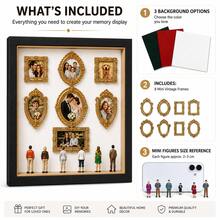 DIY Memory Display Shadow Box Frame – Vintage Ornate Mini Picture Frames Wall Decor Set, 8 Mini Frames & Figures, 3 Background Options, Photo Collage Wall Art, Home Living Room Decor, Gift For Family Couple & Pet Lovers - Multicolor - View 9