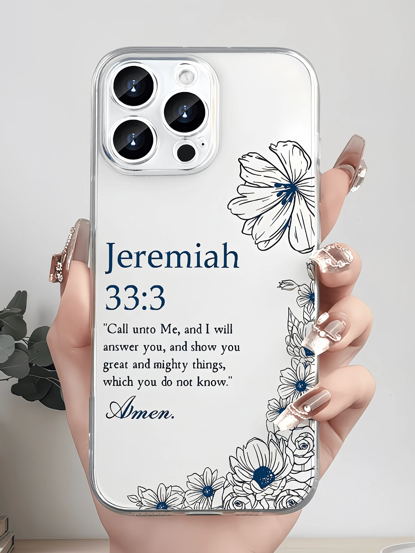 1 buah Casing Ponsel Transparan Minimalis dengan Kutipan Doa Alkitab, Bahan TPU Tahan Guncangan, Perlindungan Penuh, Kompatibel dengan Apple 17 16 15 14 13 12 11 Pro Max Air dan Seri Lainnya - MultiWarna - View 1