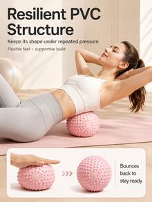 3/1pc Textured Yoga Fitness Ball, Small Massage Ball For Pelvic Floor, Core, Balance And Flexibility Training, Lightweight Exercise Ball For Upper Back, Lower Back, Hips, Glutes, Legs And Calves, Suitable For Home, Stretching And Pilates - Multicolor - View 4