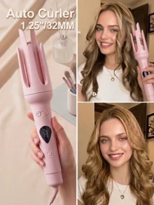 Electric Automatic Hair Curler - 3 Temp Settings, 32mm Barrel, 2 - Way Rotation! Anti - Scald, Fast Heat, Auto Shut - Off. Ideal For All Hair Types, Daily Styling, Travel & Parties. A Perfect Gift! - UK Plug(220-240V) - View 3