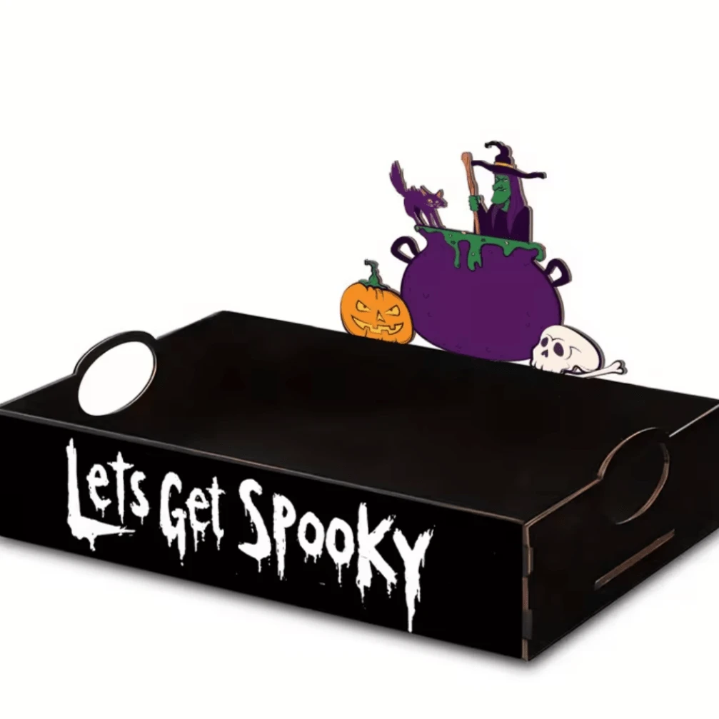 Halloween Wooden Storage Box, Suitable For Storing Fruit And Candy, Decorative Modular Wooden Box, Perfect Gift For Friends And Family During Halloween Season - Multicolor - View 1