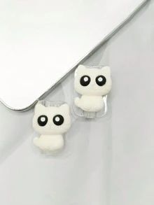 2pcs Black/White Big Eye Cat Cable Protector, High Transparency Shell Anti-Yellowing Anti-Scratch, Transparent Soft Silicone Anti-Bend Anti-Break Cable End, Suitable For Commuting Dorm Home Charging, Watching Movies While Charging Daily Use, Compatible With Apple 18W/20W PD Fast Charging, Simple Cute Digital Gift For Best Friend - Multicolor - View 11