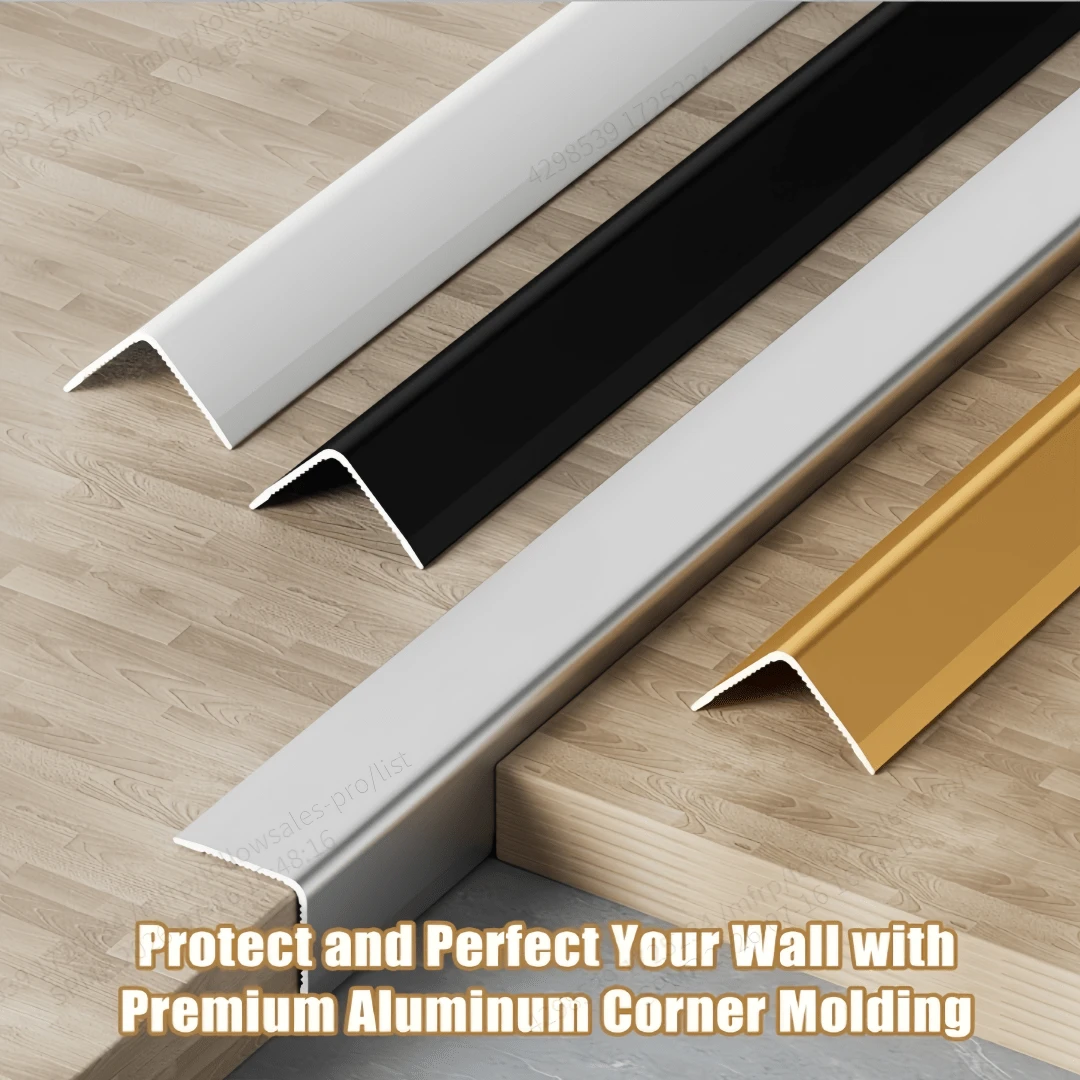 3pcs 19.68x0.78in Self-Adhesive Aluminum Alloy Wall Corner Guard Decorative Strip, Metal Decorative Edge Protection Strip, Suitable For Tile Walls, Door Frames, Cabinets And Baseboards