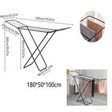Tendedero plegable de doble ala con una superficie de secado espaciosa de 180 cm y almacenamiento multicapa; plegable para ahorrar espacio, independiente para uso doméstico y fácil de instalar - A - Ver 11