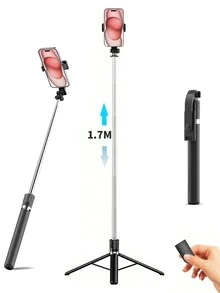 1700mm Wireless Selfie Stick/Tripod, Extendable Foldable Monopod, Compatible With Smartphones, Stable Shooting, Suitable For Live Streaming, With Remote Control, Ideal For Summer Vacation, Travel, Outdoor Activities, Live Streaming - 彩色 - 查看 10