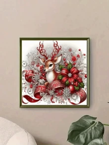 New 5D DIY Diamond Painting Kit - Christmas Deer, Round Diamond Frameless Mosaic Artwork, Creative Handmade Home & Office Decor, Christmas Gift - A - View 6