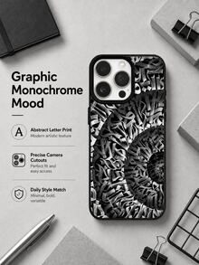 Street Punk Gothic Letter Phone Case Compatible With Iphone 17 16 15 14 13 12 11 Pro Max, Monochrome Black White Doodle Abstract Script Graffiti Repeat All Over Matte Black Frame Shockproof TPU Phone Shell - Black - View 1