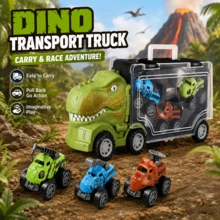 Children's Dinosaur Cargo Transport Truck, Handheld Storage Sliding Toy Car, 3-In-1 Dinosaur Container Transport Vehicle, Transformable Inertia Launching Toy Car, Parent-Child Interactive Educational Game, Boys Gift (Random Car) - Multicolor - View 2