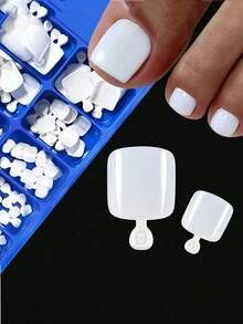 100pcs 12 Sizes Glossy White Wearable Toe Nails, Short Square Full Coverage Fake Toe Nails, Women's Nail Art Supplies - White - View 5