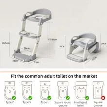 Nesmova 2-In-1 Toddler Potty Ladder, Soft Cushion & High Backrest, Adjustable Potty Chair, Adjustable Step Stool For Standard Toilets, Unisex - Green - View 11