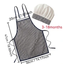 2pcs Newborn Photography Props, Includes Apron And Chef Hat, Kitchen Cooking Theme Photo Props For Baby Boys And Girls, Plaid Pattern Chef Outfit, Milestone Commemoration, Baby Party Gift - Multicolor - View 4