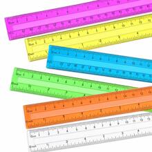 6/12/18pcs 12 Inch Plastic Rulers - Flexible Transparent Multi-Color Rulers With Grooves, Suitable For Back To School Supplies, With Centimeter And Inch Markings, Perfect For Classroom, Office, Teachers And Students Use. - Grooved Style - View 6