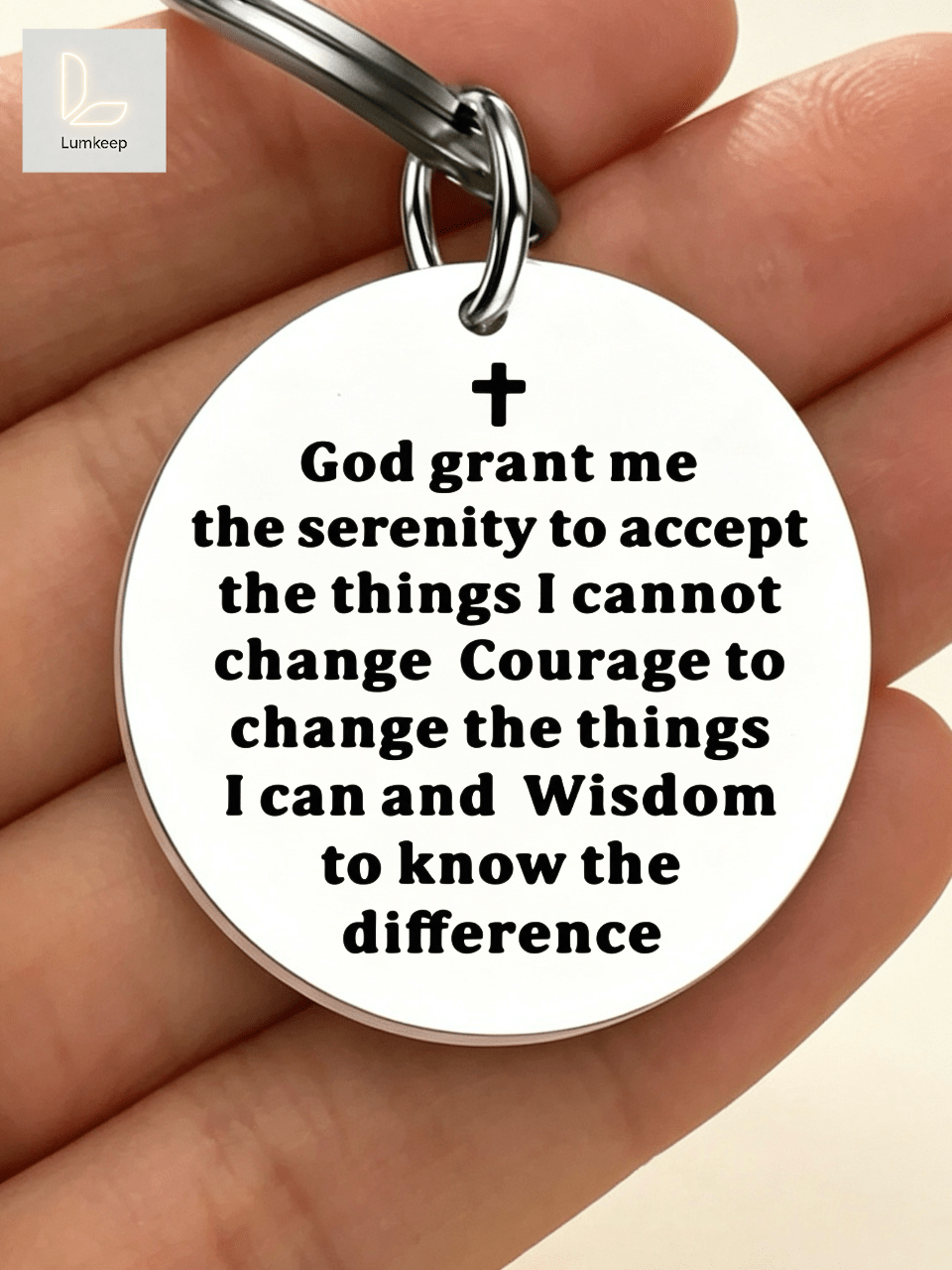 Inspirational Serenity Prayer Keychain – "God Grant Me The Serenity" Bible Verse – Stylish Cross & Round Tag – Perfect Christian Faith Gift, Daily Devotion, Or Anxiety Relief Accessory For Believers