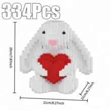 1 Set 334pcs White Rabbit Building Blocks, Heart-Shaped Animal Model Set With Challenging Assembly, Creative Puzzle Toy Suitable For Office Desk Studio Decoration, Valentine's Day Christmas Gift For Friends Family Classmates 14+ Years Old - Multicolor - View 12