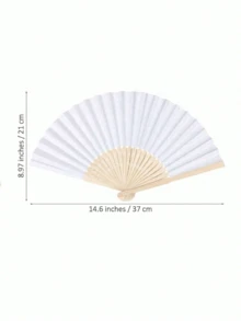 1/20/30/40/50 Pcs Vintage Handheld Folding Paper Fan, Wedding Bridal Favor Folding Fan, Portable Bamboo Fan, DIY White Paper Fan With Folding Paper Sleeve - Summer Accessory, Keeps You Cool And Stylish, Ideal For Parties And Events - Multicolor - View 10