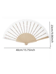 1pc Vintage Style Lace Decorated Women's Fan, Bridal Shower Decor, Wedding Photo Prop, Atmosphere Creator, Daily Photo Prop, Perfect For Matching With Bridal Gown. Can Create A Romantic Wedding Atmosphere And Also Serve As An Exquisite Decorative Item - Vintage Style Lace Decorated Women's Fan - View 3