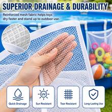 2pcs Poolside Mesh Storage Bags (1 Large White Trim Bag + 1 Small Blue Trim Bag), Hanging Pool Storage Bags, Swimming Pool Storage Bag Set, Toy Storage Organizer, Mesh Hanging Bag, Space-Saving, Easy To Clean, Multi-Functional Storage Hanging Bag With Bracket, Hook Mesh Bag, Toy & Float Storage, Say Goodbye To Clutter - Multicolor - View 3