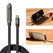 2入 90度 PD Type-C 快充數據線附手機支架，相容 iPhone 17/16/15 及所有 Type-C 手機，240W 快充 - 黑色*2 - 查看 8