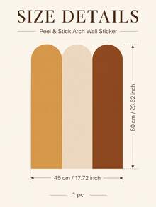 SUPSTICKER 1pc Vintage Bohemian Arch Wall Decal, 3 Styles Available, Removable Geometric Half Wall Sticker For Living Room And Bedroom Decor - Multicolor - View 17