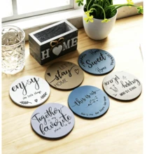 1組6入隨機款式木製復古耐熱杯墊 - 彩色 - 查看 2