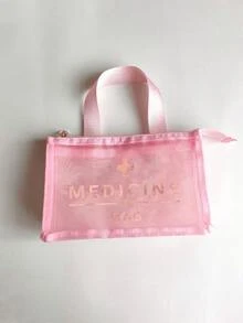 网眼化妆包，印有“药品”字样，便携式收纳袋，化妆包，护肤品收纳包，旅行必备，宿舍用品，新娘礼物，母亲节礼物，生日礼物，送给朋友和老师的礼物，药品收纳袋，浴室收纳袋，珠宝收纳袋，唇彩和化妆品收纳袋，学生宿舍洗漱包，送给妻子、家人、朋友、同事的礼物 - 彩色 - 查看 28