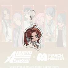 Llavero de acrílico de anime Alien Stage, llavero de personajes de dibujos animados ALNST Ivan Till Mizi Sua con broche de estrella dorada, colgante de estilo de portada de revista retro Y2K para decoración de mochila - Multicolor - Ver 21