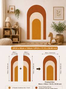 SUPSTICKER 1 Set Vintage Bohemian Style Layered Arch Peel And Stick Wall Decal, Removable PVC Wall Sticker, Suitable For Living Room, Nursery And Bedroom, 2 Sizes - 2pcs - View 17
