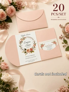 20pcs Tri-Fold Pocket Wedding Invitation Covers, Engagement XV Birthday Baptism Minimalist Invitation Envelopes, DIY Invitations, 5*7 Inch Invitation, Pocket Style Invitation, Customized Invitation Best Gift, Wedding Decor, Home Decor - Semicircle - View 15