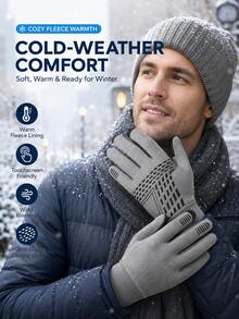 Winter Fleece Touchscreen Gloves, Unisex, Windproof, Waterproof, Warm, Anti-Slip Grip, Suitable For Driving, Cycling, Commuting And Outdoor Activities - Multicolor - View 5