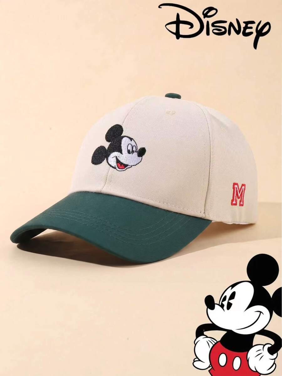 Disney 1件迪士尼官方授權米奇與米妮刺繡棒球帽，可調節防曬休閒帽，旅行海灘Y2K風格卡通帽