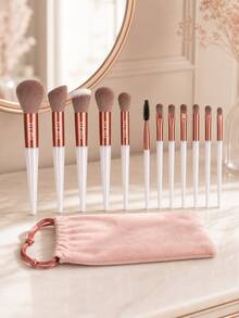 FSJF FIX 12pcs Makeup Brush Set, Eyeshadow Brush, Foundation Brush, BB Cream Brush And Concealer Brush. This Is A Soft Multifunctional Makeup Tool Set Designed For Women, Featuring Soft Bristles - Brown - View 8