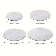 Thickened Round Rug 1 Pc Suitable For Bedroom Modern Fluffy Round Rug, Suitable For Living Room Round Fluffy Rug, Non-Slip Furry Soft Rug, Door Mat Living Room Floor Bedroom - White - View 6