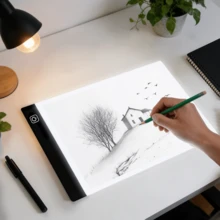 1pc A2/A3/A4/A5 Ultra-Thin High Transparency LED Light Pad, Tracing Light Box, Handmade Rhinestone Light Pad, Diamond Painting Dedicated Tracing Table; Standard USB Power Cable Included, 4 Fixing Clips Provided, Suitable For Diamond Painting, Animation Tracing, Calligraphy Tracing, Tattoo Transfer, Sketching, Patchwork Handmade Crafts And Other Scenarios. - Black - View 12