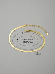 ESBERRY 1pc Flat Snake Chain Anklet, Women's, Exquisite Luxury Jewelry Gift - Yellow Gold - View 6