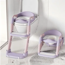 Nesmova 2-In-1 Toddler Potty Ladder, Soft Cushion & High Backrest, Adjustable Potty Chair, Adjustable Step Stool For Standard Toilets, Unisex - Mauve Purple - View 1