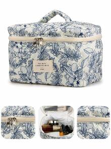 3/1pc Floral Makeup Bag Set, Large Capacity Makeup Bag, Travel Makeup Organizer, Portable Toiletry Bag, Makeup Storage Bag, Skincare Storage Box, Makeup Brush Bag, Travel Essentials, Vacation Essentials, Dorm Essentials, Back To School - Multiple Styles - View 3