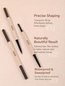 NOVO Ultra-Fine Triangle Eyebrow Pencil, Waterproof And Sweat-Resistant, Long-Lasting And Smudge-Proof, Natural Brow Color, Creates Realistic Hair-Like Brow Effect, Suitable For Beginners - 02#Dream Brown - View 8