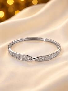 1pc Fashionable Luxury Streamlined Twisted Design Elegant Women's Bracelet, Dual-Directional Cross Design, Versatile For Commuting And Dating, Decorative Wristband - Bracelet - View 3