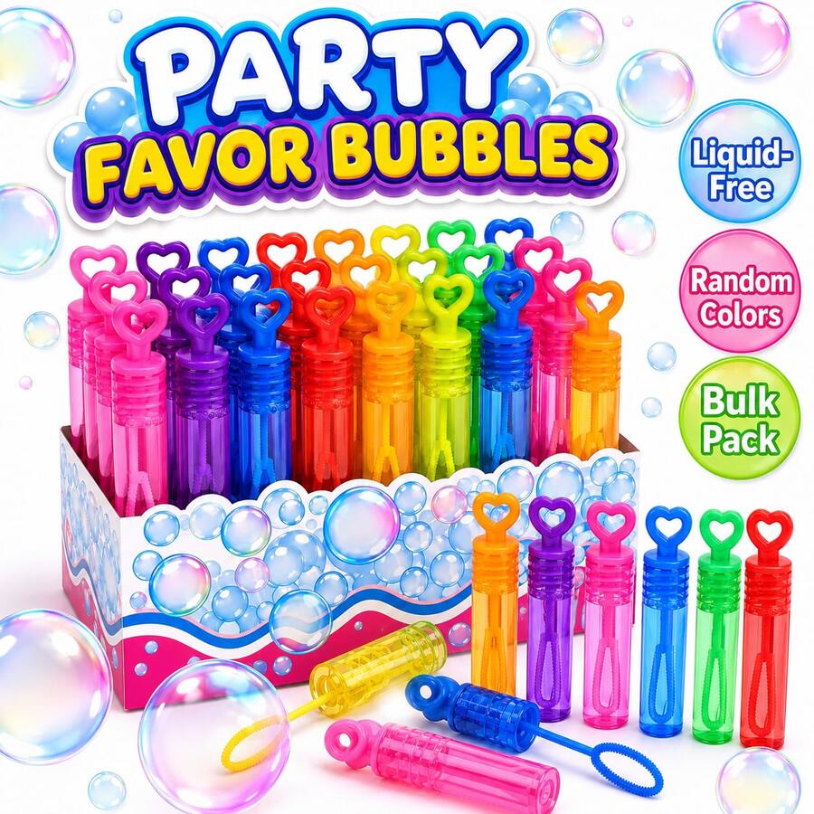 12/24/36 piezas Palos de burbujas multicolores con forma de corazón, juguetes de tubo de burbujas suaves y apretables, palos de burbujas con mango de corazón lindo, adecuados para juegos al aire libre, recompensas en el aula, juegos de playa de verano, decoración de la habitación, rellenos de bolsas de regalo para niños y niñas, regalos de Pascua, Navidad y Halloween