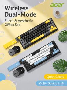 Acer OKR264 Keyboard And Mouse Combo: 2.4G/Bluetooth Dual-Mode Silent Office Set, Contrast Color Design With Ergonomic Mouse, Compatible With Multiple Systems - View 2