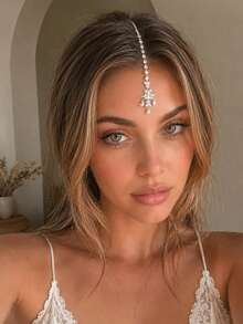 Bohemian Fashion Water Drop Pendant Head Chain, College Style Women's Evening Dress Shiny Accessory - Silver - View 3